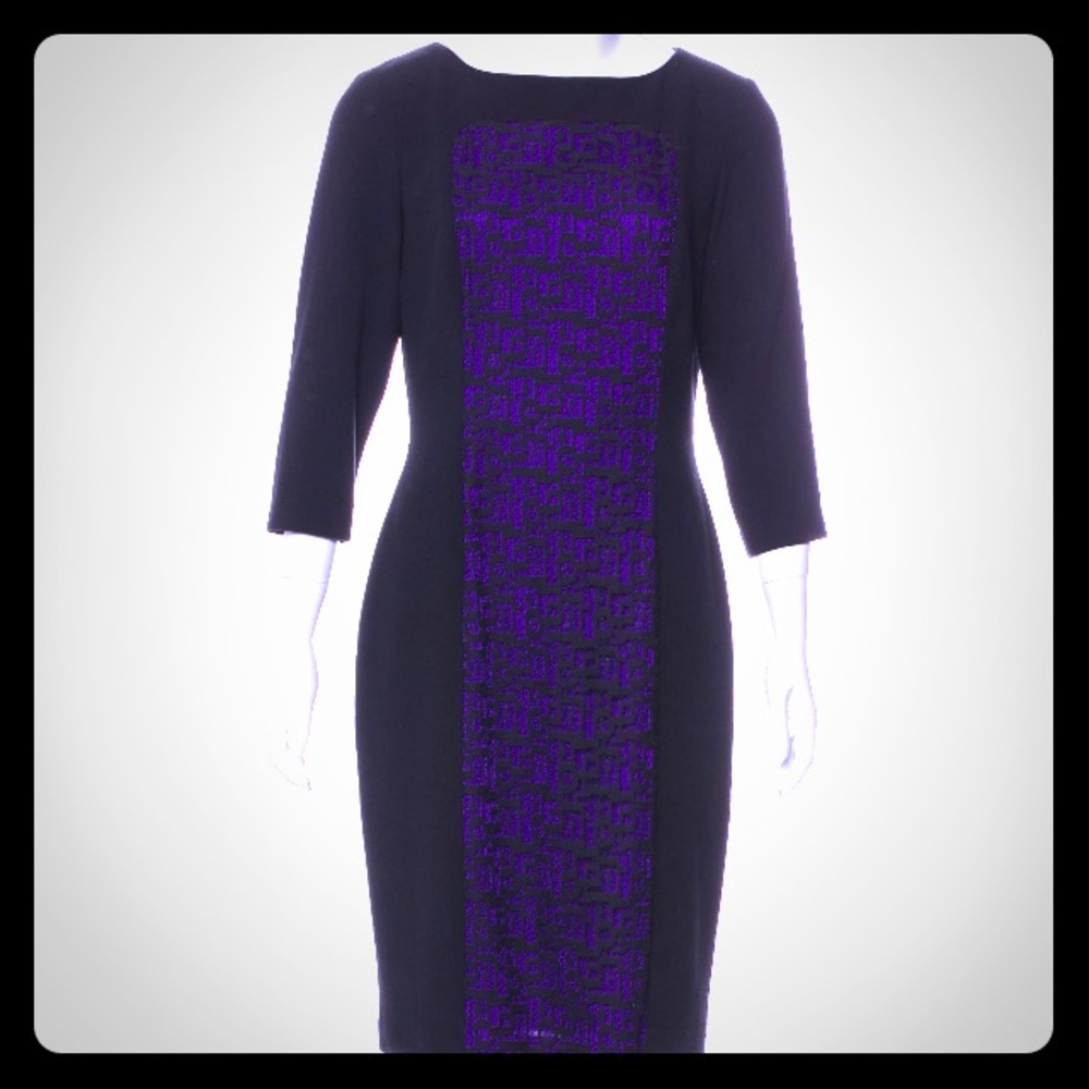 David Meister Long Sleeved Sheath Dress